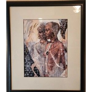 African Art We Are Sisters Tapestry African Lady With black Colored Frame